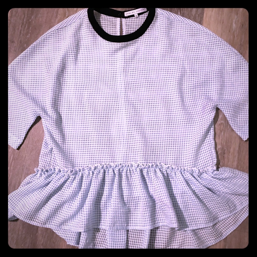 English Factory  peplum gingham blouse